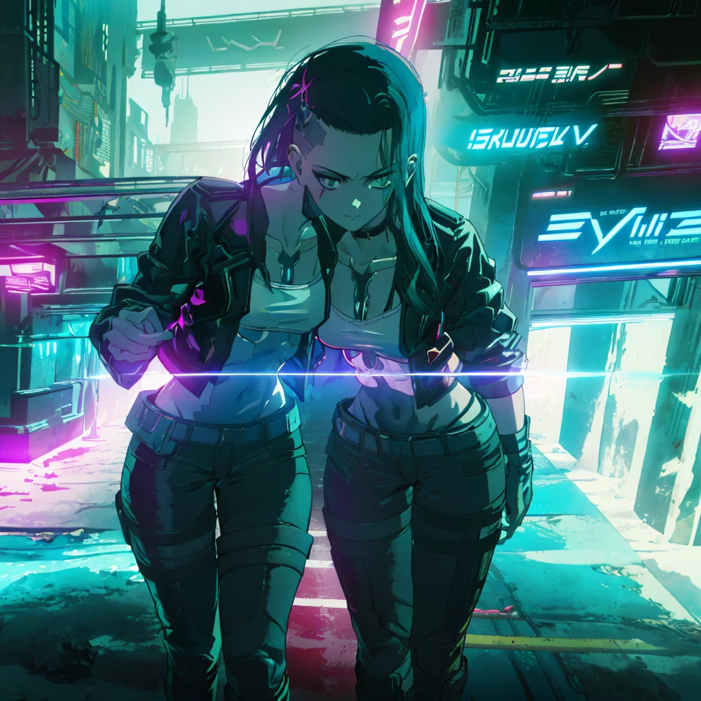 Here is an AI art prompt for Rogue Amendiares in anime style:
Title: "Rogue Amendiares: Fixer Extraordinaire"
Description:
Create a stunning, high-resolution (8K) anime-style artwork of Rogue Amendiares, the enigmatic fixer from Cyberpunk 2077. The image should be a masterpiece of detail, showcasing Rogue's striking features and attire.
Appearance:
Rogue should be depicted in a dynamic pose, perhaps leaning against a sleek, neon-lit cityscape or standing confidently in front of a futuristic backdrop. Her long, raven-black hair should be styled in loose, flowing waves, framing her striking features. Her piercing green eyes should be the focal point of the image, radiating an air of intelligence and cunning.
Rogue's attire should be a fusion of edgy, high-tech fashion and dark, gothic undertones. Her outfit could include a black leather jacket adorned with intricate, neon-lit accents, paired with a fitted white shirt and high-waisted, ripped jeans. Her boots should be heavy, combat-inspired, with a subtle glow emanating from the soles.
Background:
The background should be a vibrant, neon-drenched cityscape, with towering skyscrapers and holographic advertisements casting a kaleidoscope of colors across the night sky. The city should be bustling with activity, with pedestrians and vehicles moving in the distance, adding to the sense of energy and dynamism.
Style:
The artwork should be rendered in a highly detailed, anime-inspired style, with bold lines, vibrant colors, and intricate textures. The image should be ultrasharp, with a focus on capturing every nuance of Rogue's features and attire. The overall aesthetic should be dark, edgy, and futuristic, capturing the essence of the Cyberpunk universe.
Resolution:
The final image should be an 8K masterpiece, with a resolution of 7680 x 4320 pixels. This will ensure that every detail, from Rogue's piercing eyes to the neon-lit cityscape, is rendered in breathtaking clarity.
Color Palette:
The color palette should be a mix