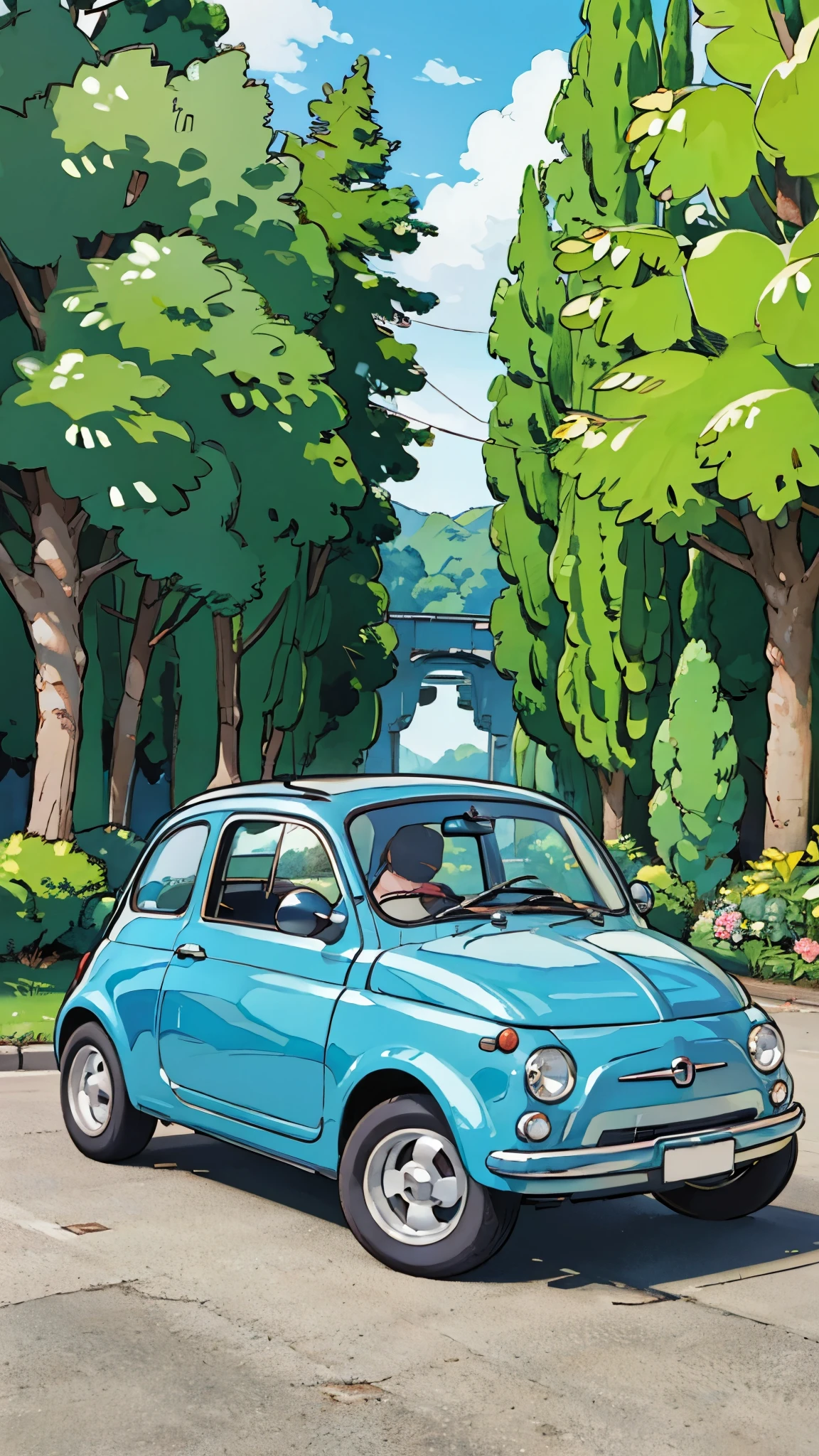 (masterpiece:1.2, Highest quality),(Very detailed),(((Anime Style))),8k,wallpaper,Fiat 500,Castle of Cagliostro,(((ghibli style)))