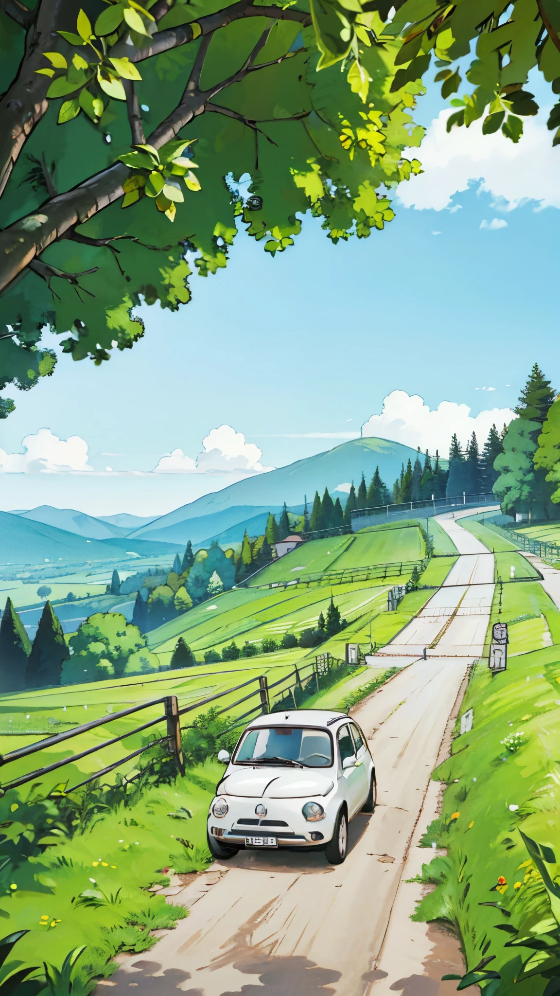 (masterpiece:1.2, Highest quality),(Very detailed),(((Anime Style))),8k,wallpaper,Fiat 500,Castle of Cagliostro,(((ghibli style)))