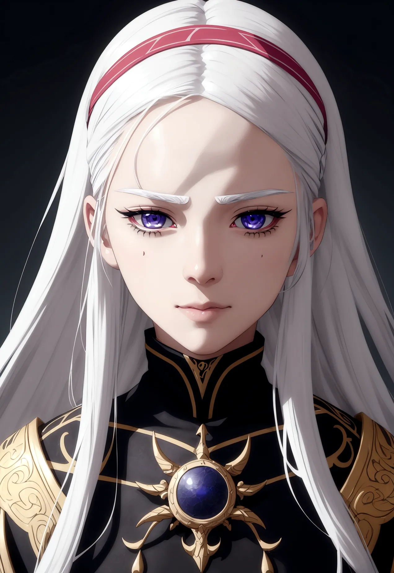 a beautiful men with white hair blind, wearing a headband over her eyes, anime style, detailed face, detailed eyes, detailed ana...