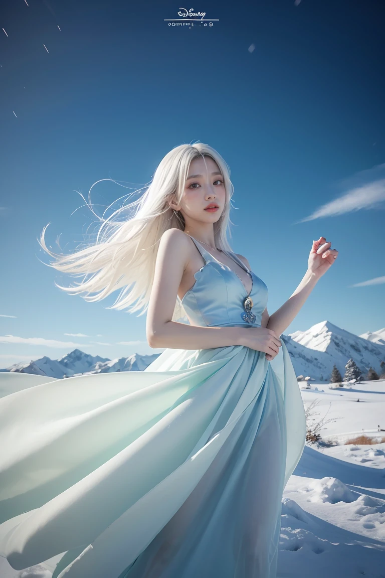 anime girl with long white hair and a blue dress in the snow, white haired deity, white hair floating in air, anime fantasy illustration, flowing white hair, beautiful young wind spirit, beautiful fantasy anime, glowing flowing hair, ethereal anime, beautiful anime artwork, beautiful digital artwork, anime fantasy artwork, ((a beautiful fantasy empress)), 2. 5 d cgi anime fantasy artwork