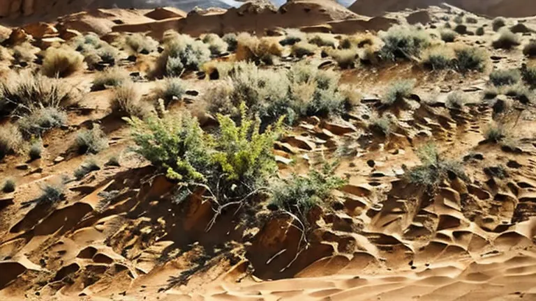 photo of dry desolate oasis in the sandy desert, jenoptik jd 3.1 exclusive, high contrast, 1ms shutter speed, hard lighting