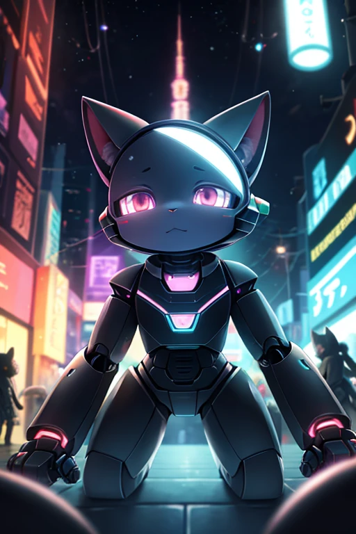 Hallucination, daydream , nightmare , Insane Dream , bokeh , Cat robot in the future world