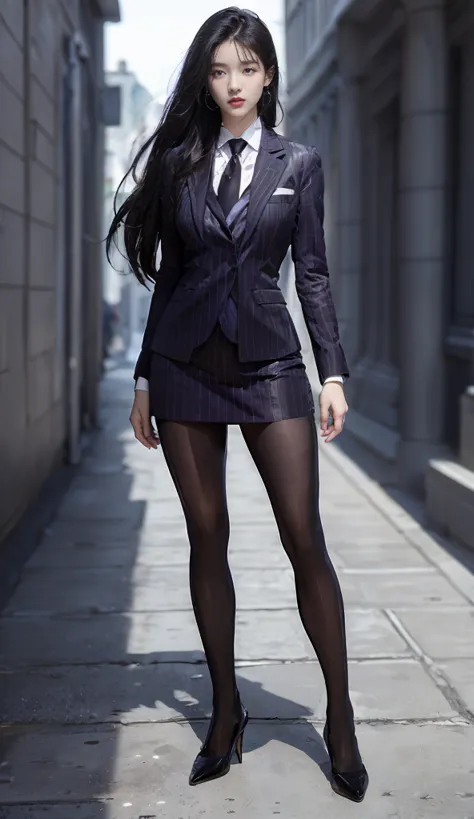 A charming female devil，100D black hip socklack lence stockinglack pantyhoses，Thick black stockings，Black high heels，huge tit，Co...