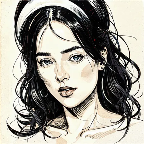 create a black and white oligui illustration, made with fine liner hatching, of a character in the style of sergio toppi.