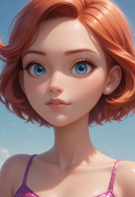 score_9, score_8_up, score_8, 1girl, glitter, high_resolution, detailed, portrait, shiny skin, multicolor, ,disney pixar style