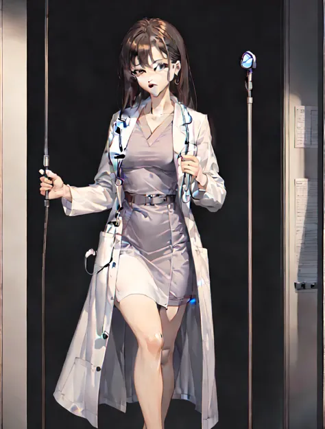 ((masterpiece, best quality, high quality)),1girl, (lower body, hospital), (doctor_uniform, labcoat, stethoscope, doctor),