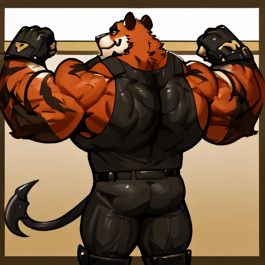 A cartoon picture of a tiger with a big muscular body - SeaArt AI