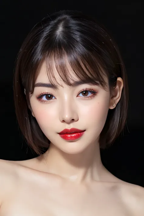 (Highest quality、Tabletop、8k、Best image quality、Award-winning works)、Cute beauty、(Short Bob Hair:1.1)、(nude:1.5)、(The simplest p...