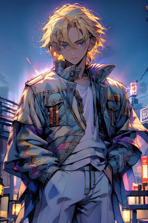 high detailed, 8k, highres, mikey, manjiro_sano, tokyo_revengers, 1boy, solo, male focus, blonde hair, shirt, jacket, hands in p...