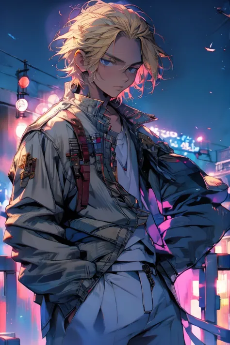 high detailed, 8k, highres, mikey, manjiro_sano, tokyo_revengers, 1boy, solo, male focus, blonde hair, shirt, jacket, hands in p...