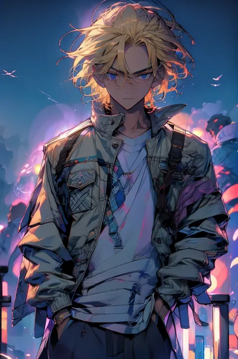 high detailed, 8k, highres, mikey, manjiro_sano, tokyo_revengers, 1boy, solo, male focus, blonde hair, shirt, jacket, hands in p...