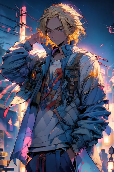 high detailed, 8k, highres, mikey, manjiro_sano, tokyo_revengers, 1boy, solo, male focus, blonde hair, shirt, jacket, hands in p...