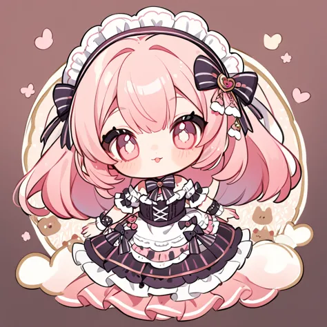 1 chibi girl doll, lolita, cute background lolita doll themed