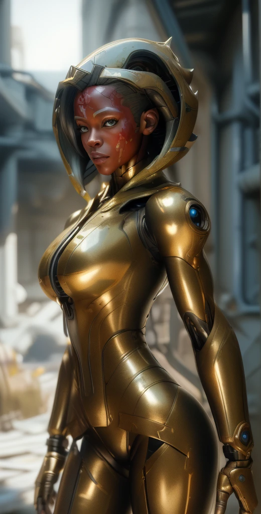 1 girl, solo, (look at viewer), ((Best quality)), ((masterpiece)), (detailed:1.4), ((upper body)), 3D, an image of a beautiful cyberpunk female,HDR (High Dynamic Range), Ray Tracing,NVIDIA RTX,Super-Resolution,Unreal 5,Subsurface scattering,PBR Texturing,Post-processing,Anisotropic Filtering,Depth-of-field,Maximum clarity and sharpness,Multi-layered textures,Albedo and Specular maps,Surface shading,Accurate simulation of light-material interaction,Perfect proportions,Octane Render,Two-tone lighting,Wide aperture,Low ISO,White balance,Rule of thirds,8K RAW, (((blood eyes))), , mechanical parts ahsoka, (dark skin:1.2), blood eyes, , medium breasts, bloodgold/black bodysuit, belt, (( bloodgold amor)) joints, body suit
