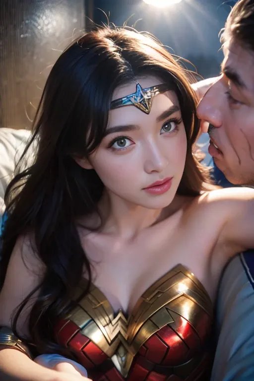 私はwonder womanです、完璧なwonder womanの衣装,押しdefeat,defeat,a man straddles me,grabbed in the face、hug from the front,i was embraced,be ...