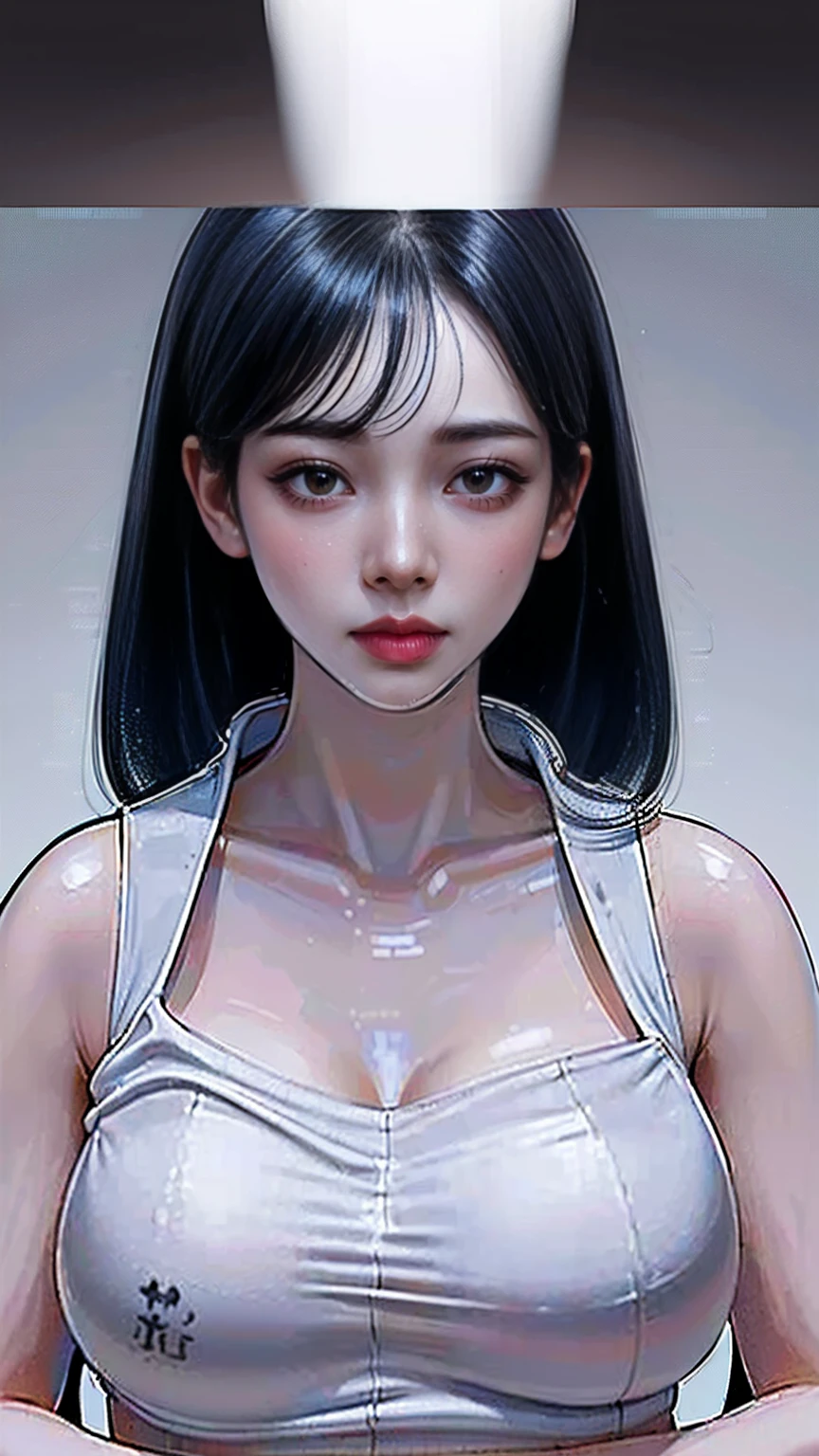 (((masterpiece:1.3,8k、High resolution、Highest quality、High resolution、Perfect lighting)))、One girl、(Nurse uniform)、White skin、Natural Makeup、(No bangs)、((Black Hair、No bangs、Straight Long Hair))、(Big Tits:1.4)、(((Looking into the camera)))、Embarrassing,Embarrassed face,hospital,Vivid background,On the bed、skinny,Too thin waist,