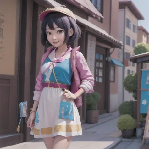 araffe girl walking down the street with a cell phone in her hand, chiho, harumi, nanae kawahara, sui ishida, yasumoto oka, kinu...