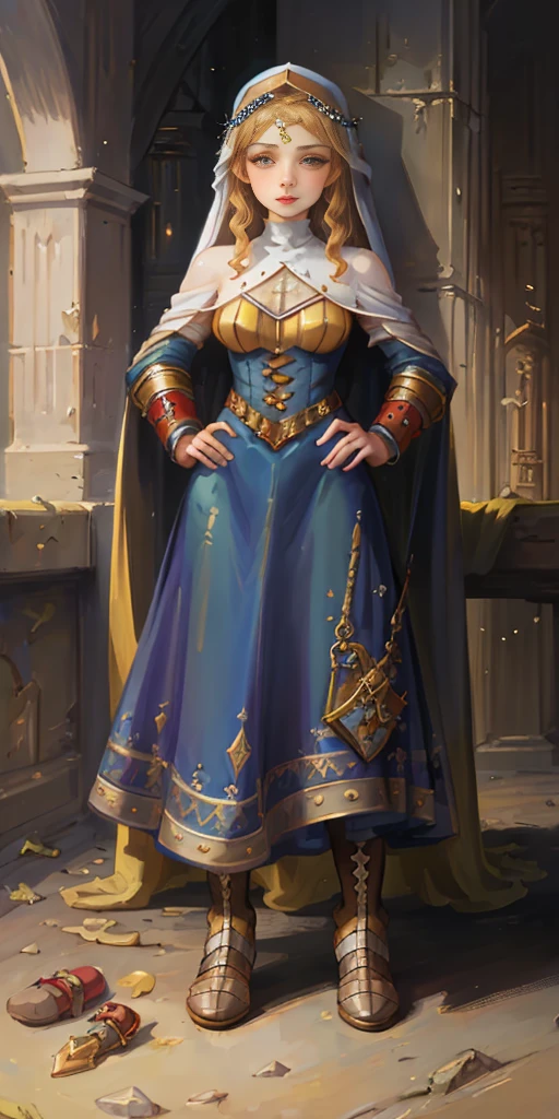 corpo inteiro de uma mulher em um vestido com véu, pés juntos, standing pés juntos, botas militares, linda fantasia donzela escrava guerreira, lindo retrato de arte de fantasia, Arte vitoriana de fantasia, arte de fantasia medieval, linda e elegante rainha Roxxane, retrato da rainha da luz, arte de retrato de fantasia, arte de fantasia gótica, uma linda imperatriz de fantasia, ((fundo branco)) mãos nos quadris