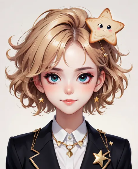 (Digital Illustration，Detailed anime style girl portrait，solitary，symmetry)，(Colorful big eyes，Fashionable and exquisite facial ...