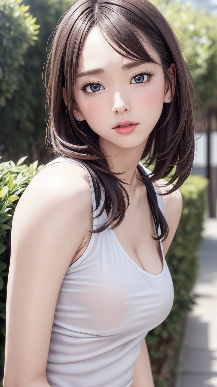 8K quality、High resolution、Realistic skin texture、High resolutionの瞳、woman、Sleeveless cycling wear、Princess Hair、thin、リアルなwoman性器、Small and young breasts、Realistic tongue、Beautiful cleavage、Gray Hair、thin脚、Sweating profusely、Sweat accumulates in the chest