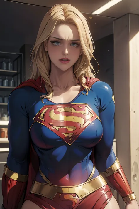 (((superheroine supergirl roupas rasgadas, ropa andrajosa,ella lleva lenceria de encaje, ropa interior de encaje, ela esta desca...