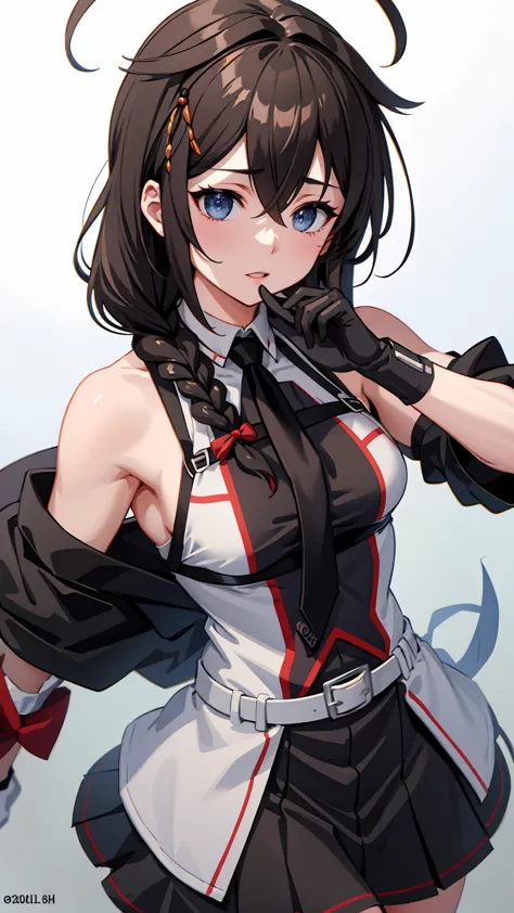 shigure kai 3 kancolle sleeveless black thimble glove black skirt braid 8k high resolution insanely detailedinsanely detailed ey...