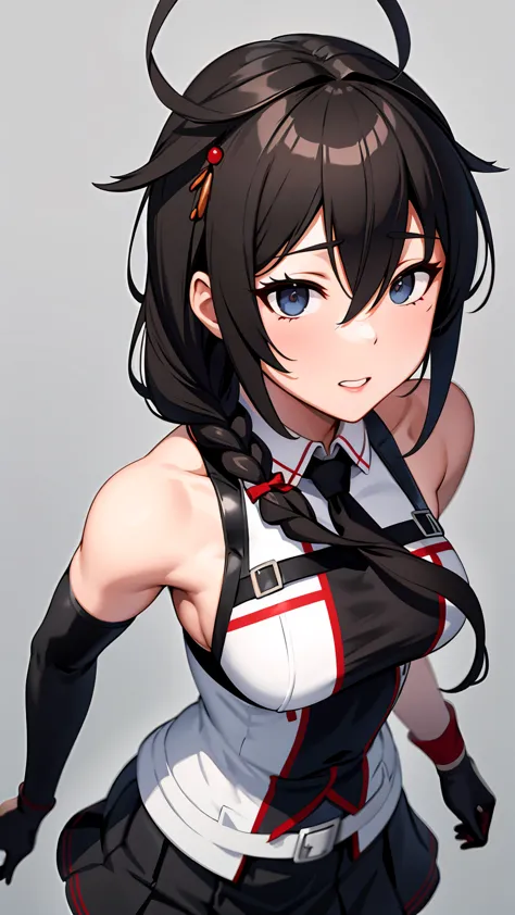 shigure kai 3 kancolle sleeveless black thimble glove black skirt braid 8k high resolution insanely detailedinsanely detailed ey...