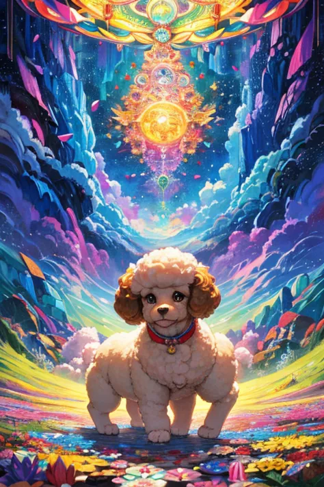 experience the whimsical world of naoki saito through this enchanting toy poodle illustration. naoki saito's distinctive style i...