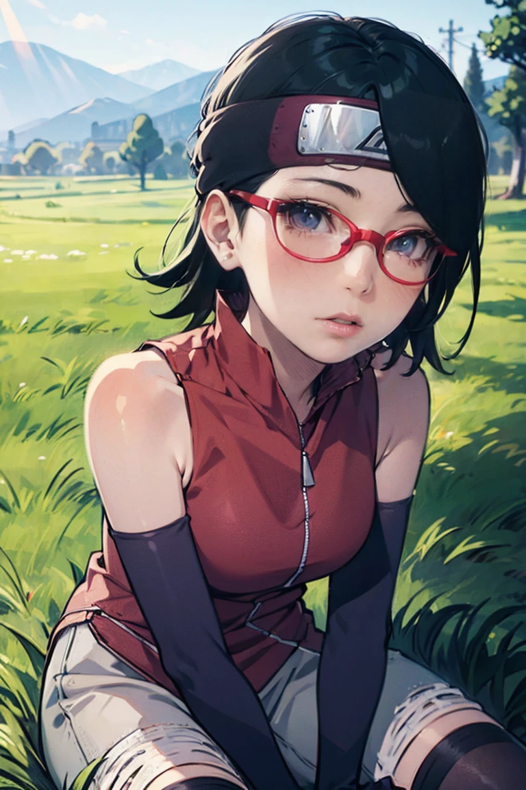 Sarada Uchiha,short hair,black hair,glasses),full body picture Unreal  Engine 5 - SeaArt AI