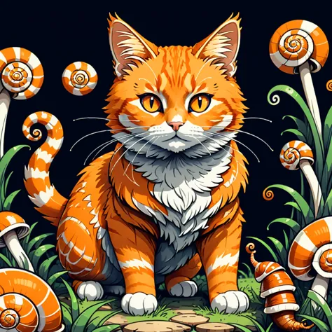 gba portrait pixel art, flat design 8 bit, manga drawing of orange cat pen and (ink) cross ((hatching)), ((thick lines)), ink ar...