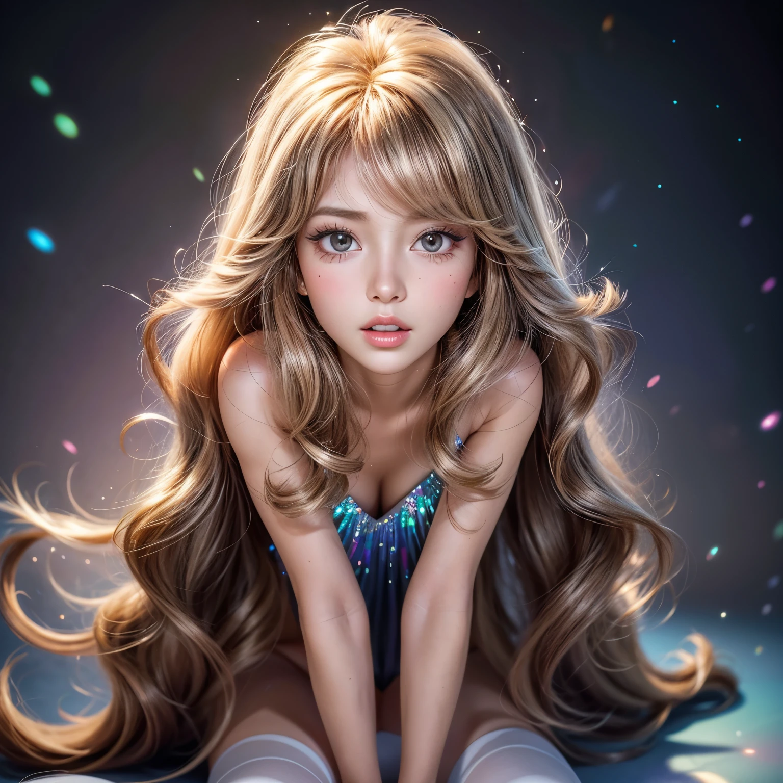 Arafed image of a girl with long hair and a blue dress - SeaArt AI