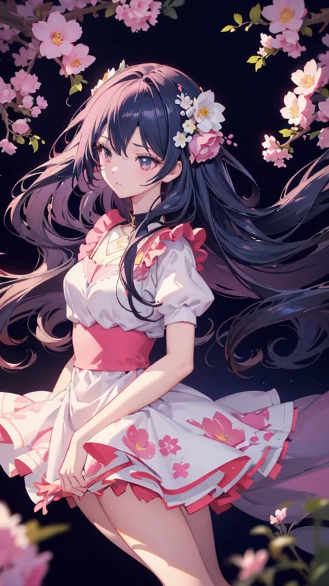 anime-style girl with long hair and flowers, cute anime waifu in a nice dress, beautiful anime girls, cute and detailed digital ...