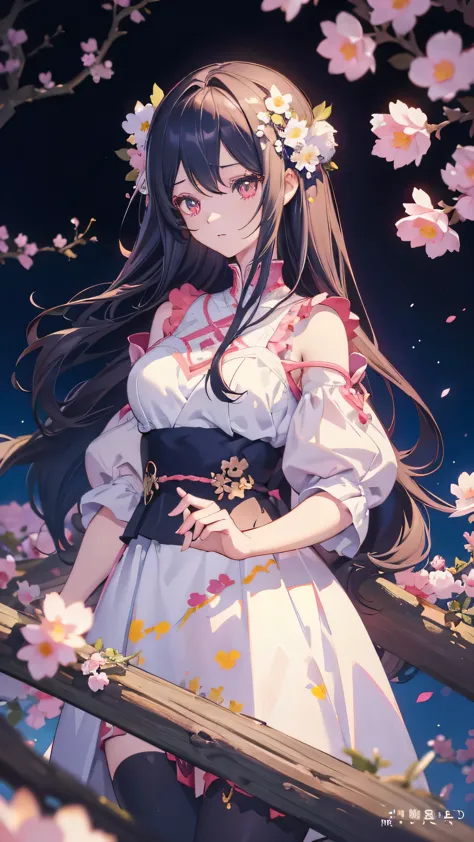 anime-style girl with long hair and flowers, cute anime waifu in a nice dress, beautiful anime girls, cute and detailed digital ...