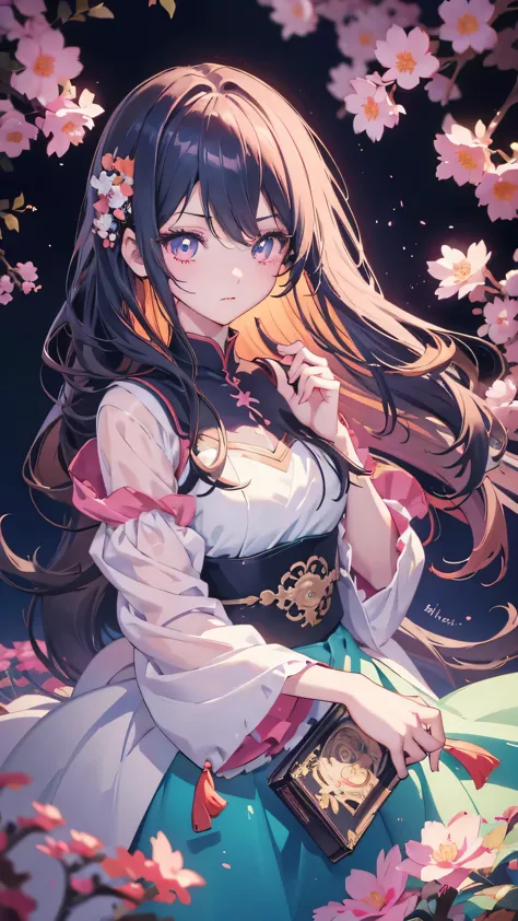 Anime-style girl with long hair and flowers, Cute anime waifu in a nice dress, Beautiful Anime Girls, Cute and detailed digital ...