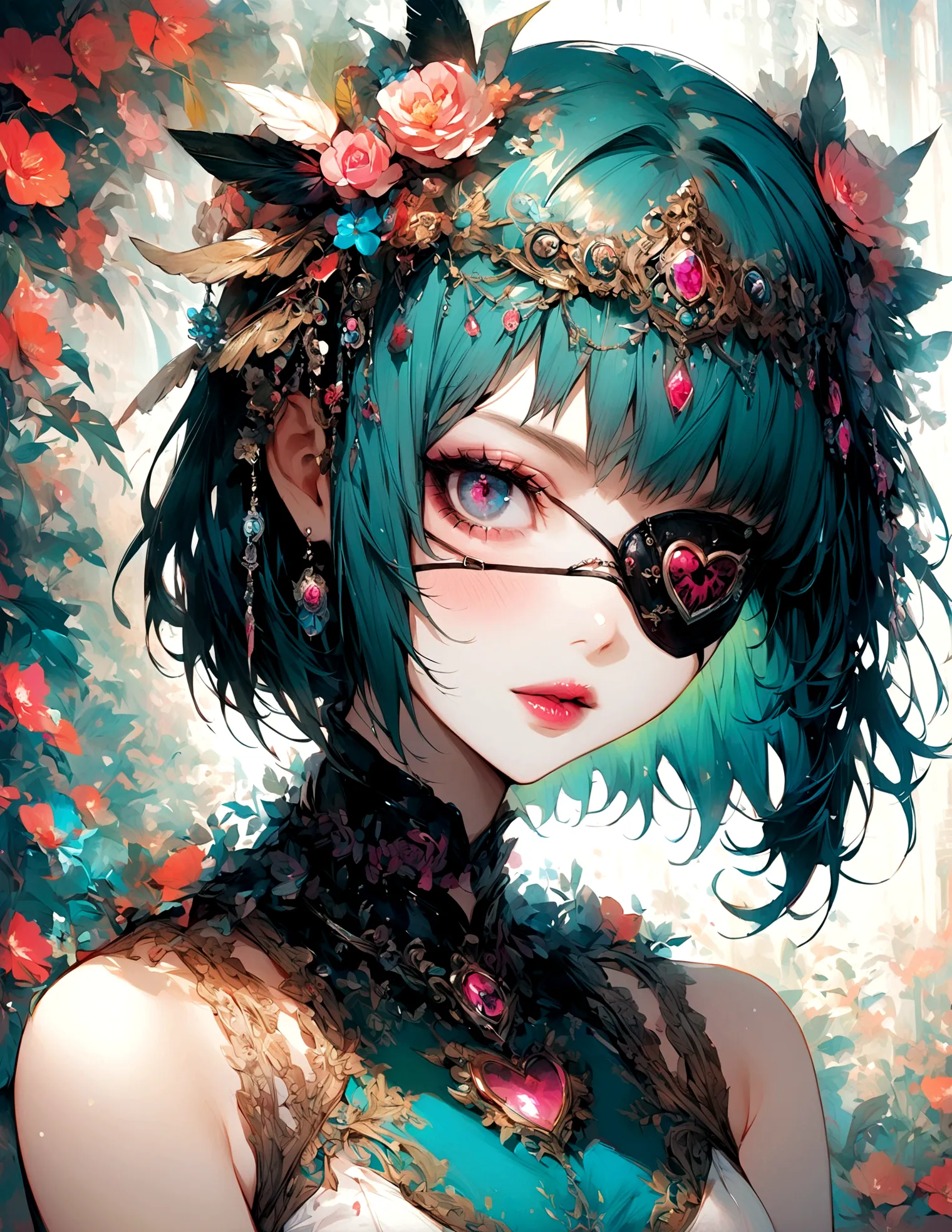 1girl,mutsuki tooru,tokyo ghoul,eye patch,decadent,artwork