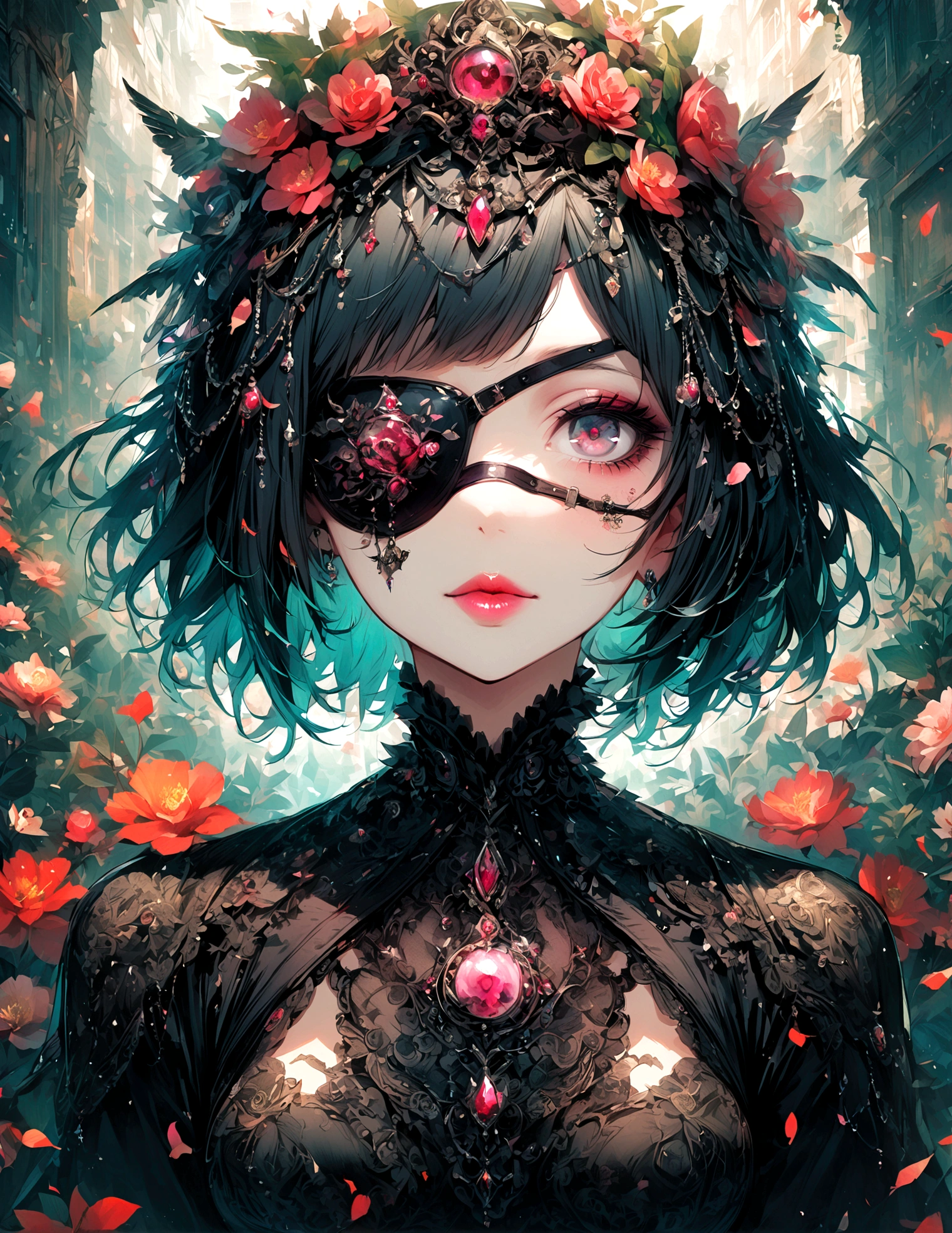 1girl,mutsuki tooru,tokyo ghoul,Eye patch,Decadent,artwork