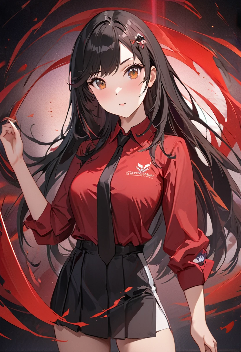 Anime girl wearing red shirt and black tie posing for photo, author：Yang Jie, extremely detailed type germ, Rin Harusaka, type germ jsc, guweiz style artwork, Beautiful digital artwork, type germ. high detail, range murata and type germ, style type germ, Most models | type germ