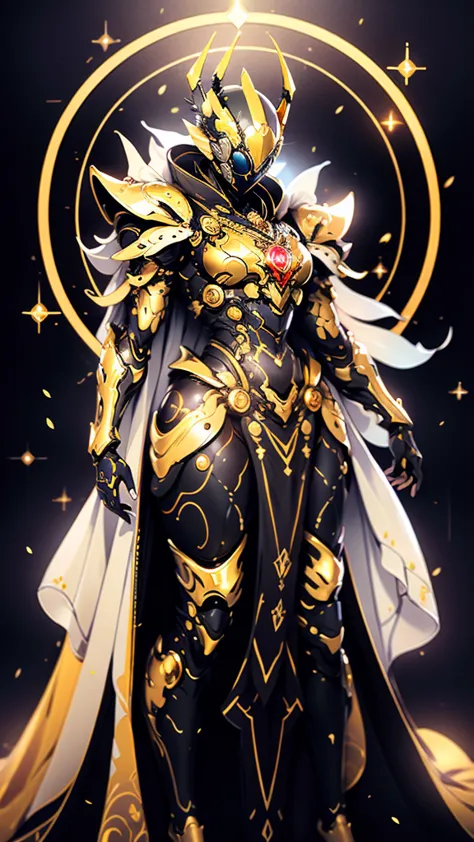 A woman adorned in fantasy-style full-body armor, a crown-concept fully enclosed helmet that unveils only her eyes, a composite ...