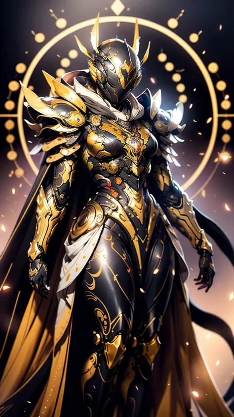 A woman adorned in fantasy-style full-body armor, a crown-concept fully enclosed helmet that unveils only her eyes, a composite ...