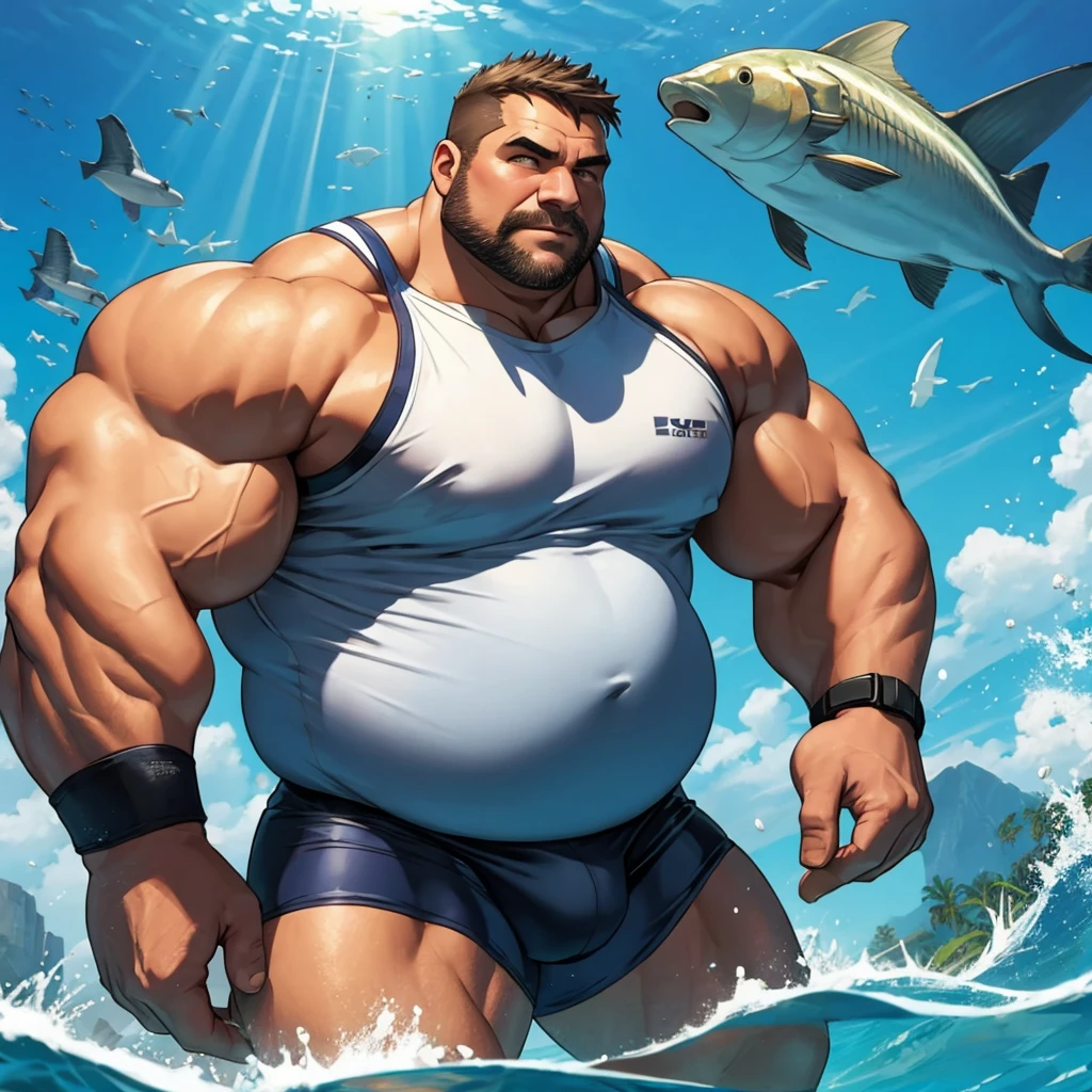 modern　Middle-aged men　Large　overweight　Muscular　Diver