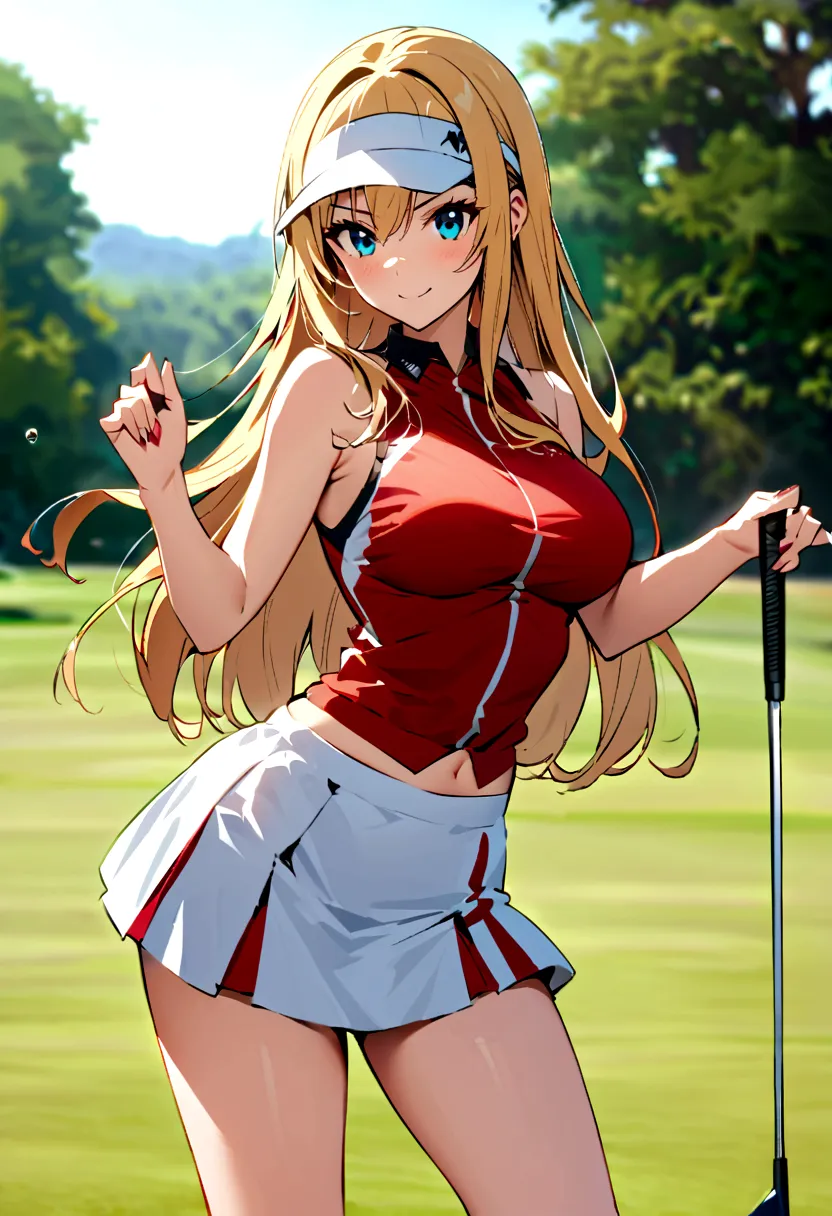 sound　high resolution　8k beauty　woman playing golf　golf course　beautiful woman　blonde　aggressive　winning spirit　namaiki　golf wea...