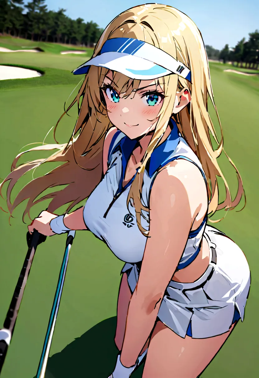 sound　high resolution　8k beauty　Woman playing golf　Golf course　Beautiful woman　Blonde　aggressive　Winning spirit　Namaiki　Golf Wea...