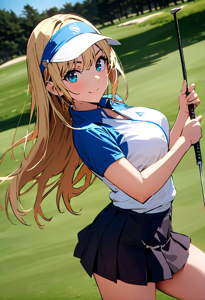 sound　high resolution　8k beauty　Woman playing golf　Golf course　Beautiful woman　Blonde　aggressive　Winning spirit　Namaiki　Golf Wea...