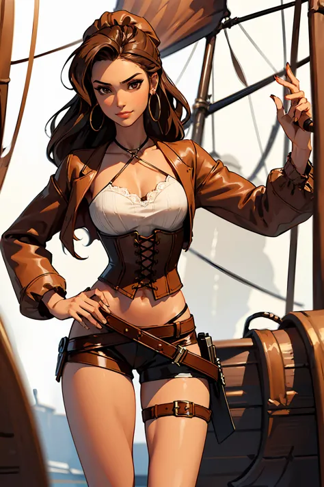 (masterpiece), best quality, expressive eyes, perfect face, (pirate ship background), (standing), (smirk), (closeup view), (1gir...