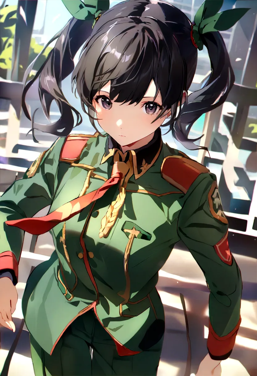 uniform 15 years old girl black hair long twin tails