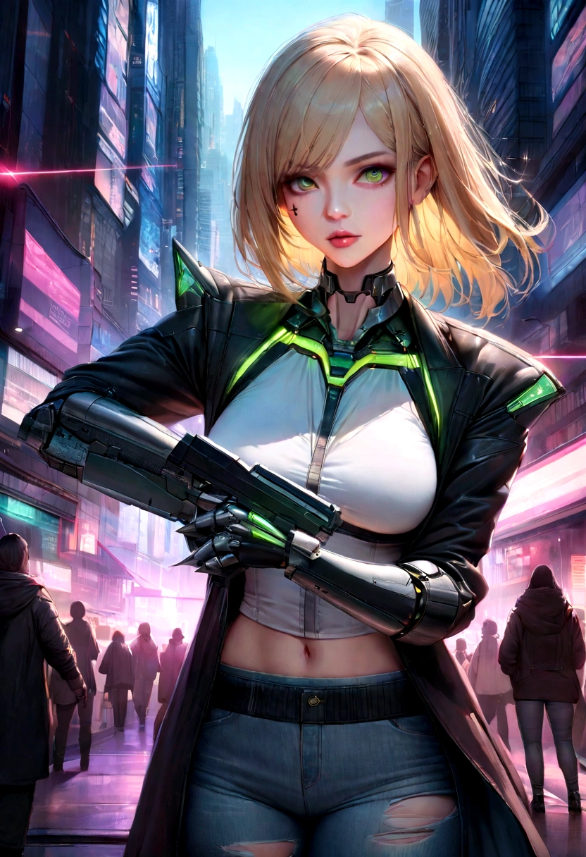 Ultra-detailed realistic images], [First Job], Alexis Texas as a cyberpunk  with - SeaArt AI