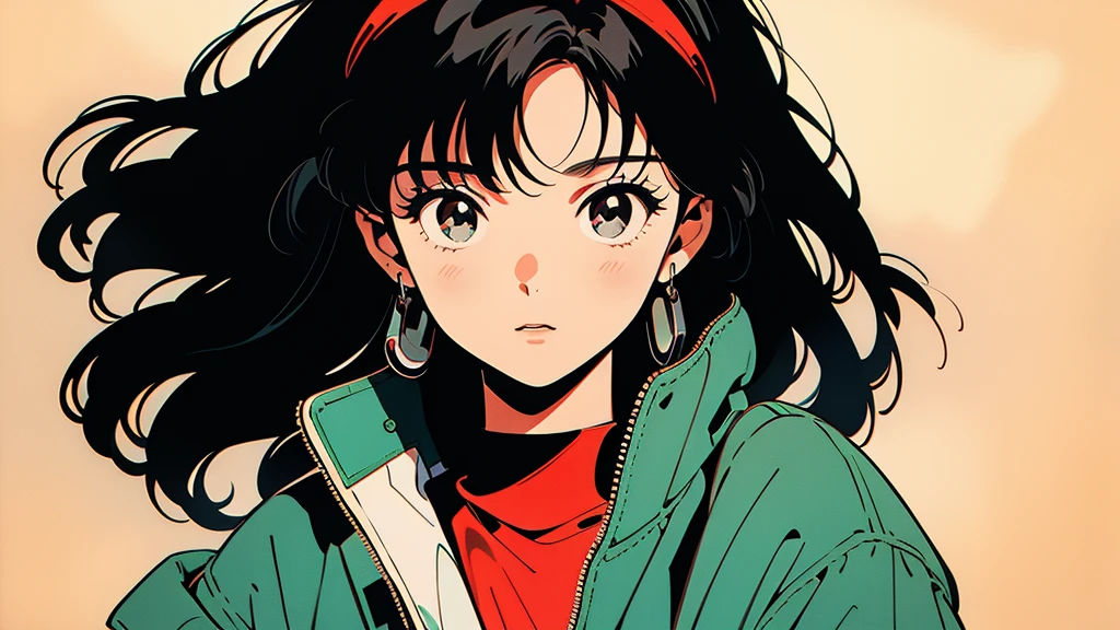 A picture of a girl in anime style holding a cassette tape. The girl has big eyes, black hair, and wears a red hairband. The cassette tape is red and she holds it up in front of her face. The background is simple and the main focus is on the girl and the cassette tape.