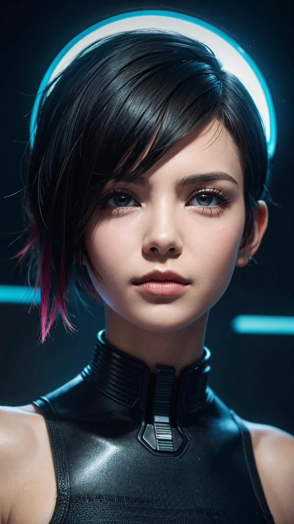 girl with short hair, cyberpunk style, best quality