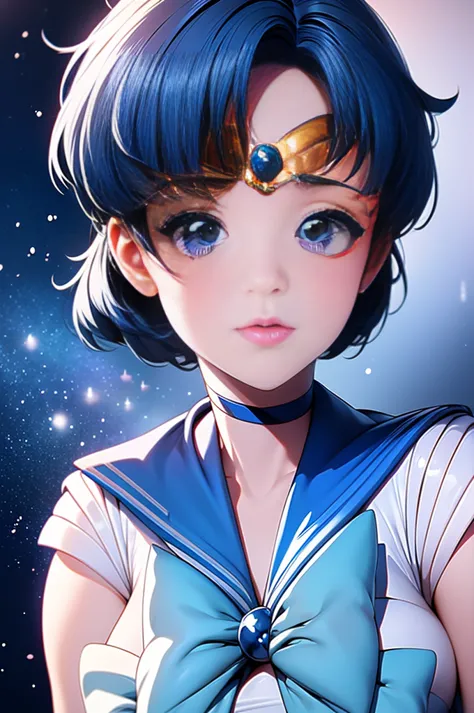 beauty、Very cute face、Outstanding proportions、Best image quality、masterpiece、8k、Soft look、Upper body only、(Sailor Mercury、Every ...